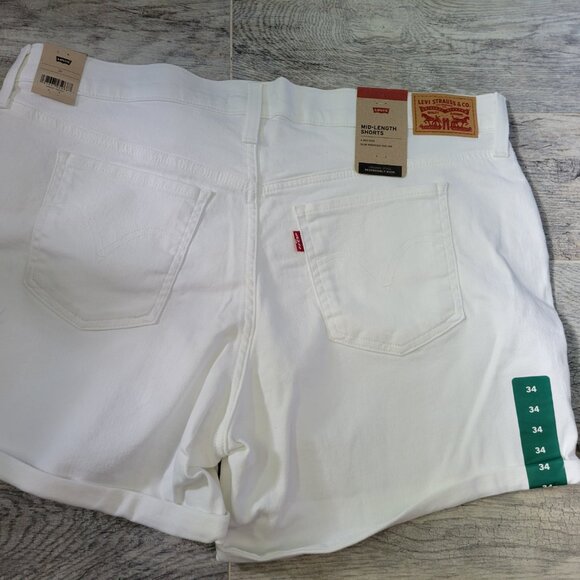 Levi's White Shorts Women's 34 Mid-Length Mid Rise 5 Pocket Cuffed Hem NWT - Picture 5 of 7